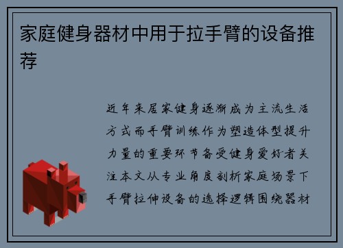 家庭健身器材中用于拉手臂的设备推荐