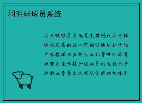 羽毛球球员系统
